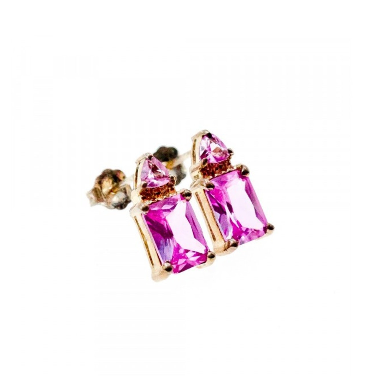 925 Sterling Silver Pink Topaz Stud Earrings